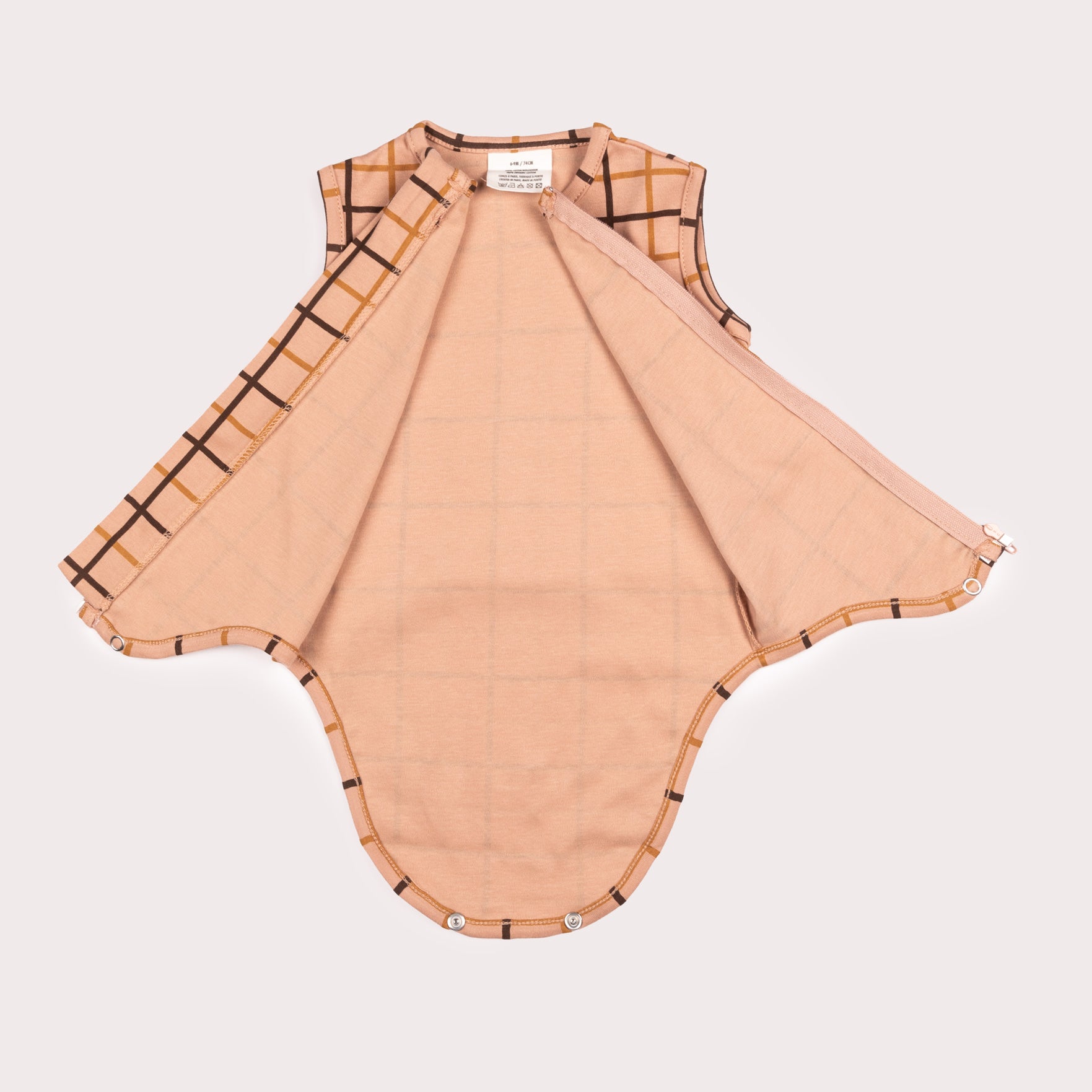 Body Bébé Zippé carreaux café crème