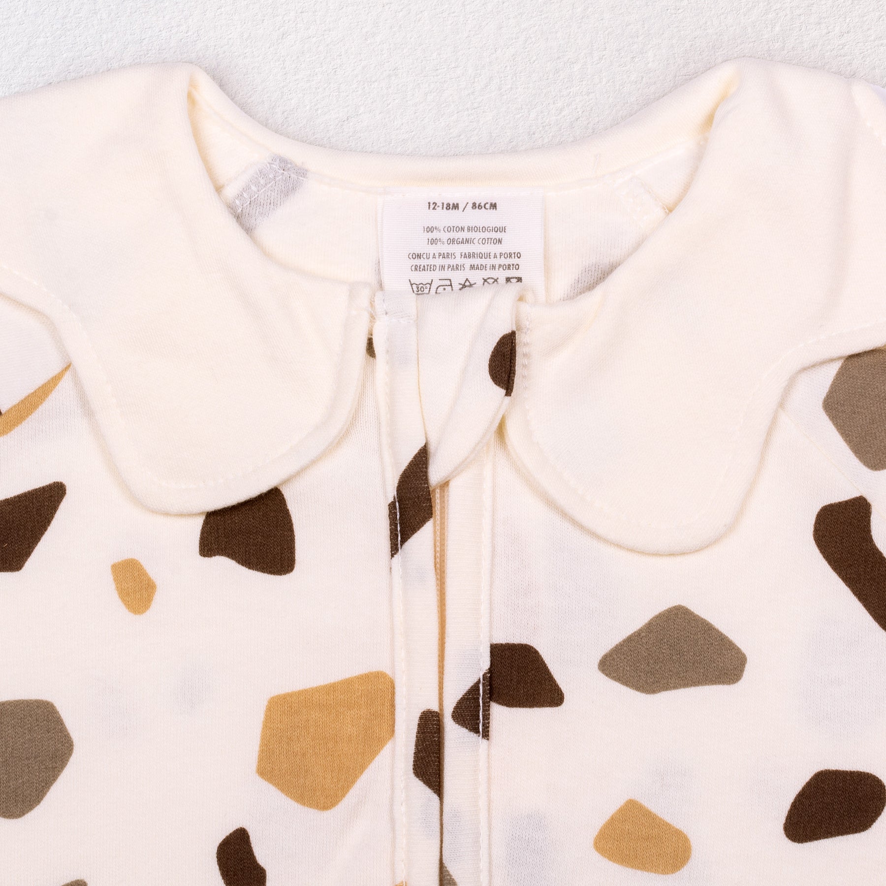 Pyjama Enfant Zippé Cailloux Crème
