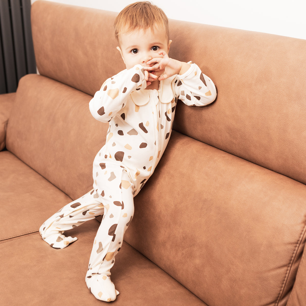 Pyjama Enfant Zippé Cailloux Crème