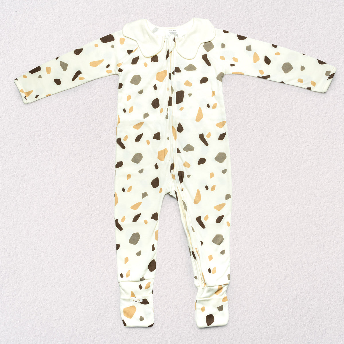 Pyjama Bébé Zippé Cailloux Crème